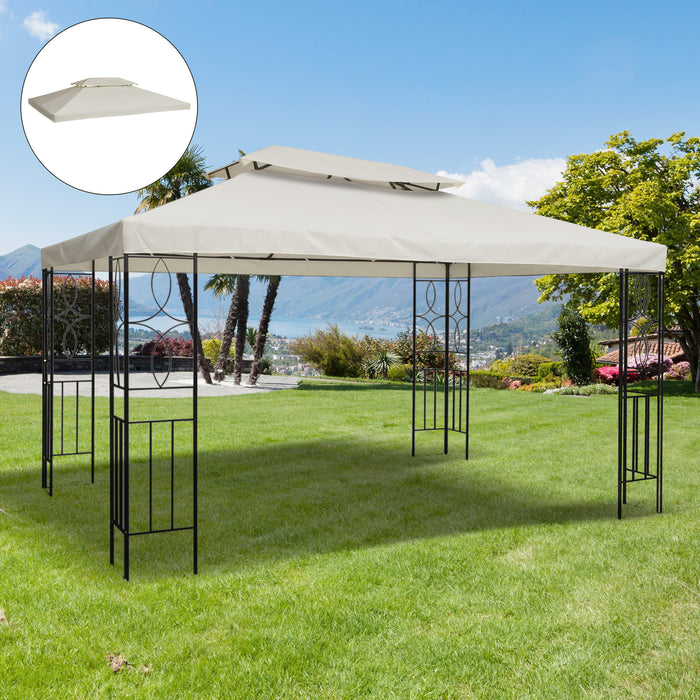 3x4m Gazebo Canopy Replacement - 2-Tier UV-Protective Top Cover, Cream for Patio and Garden - Ideal for Sun Shelter and Outdoor Protection