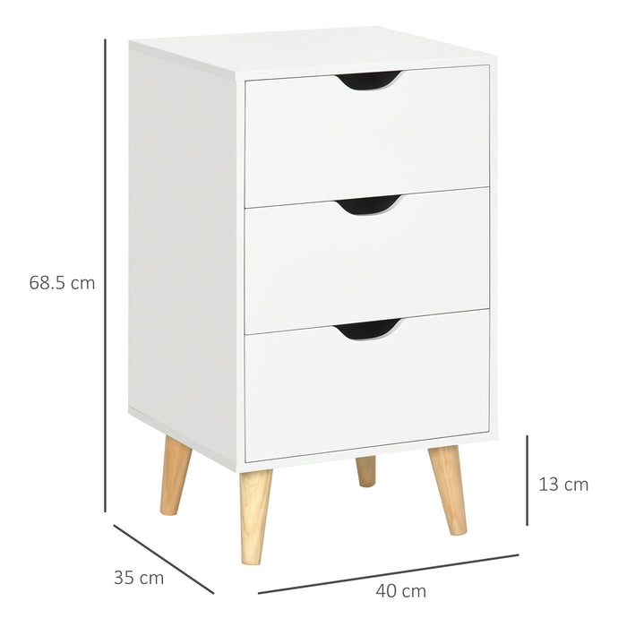 3-Drawer Bedroom Chest - Versatile Storage Unit with Stylish Wood Legs and Sleek Cut-out Handles - Ideal for Bedroom Organization