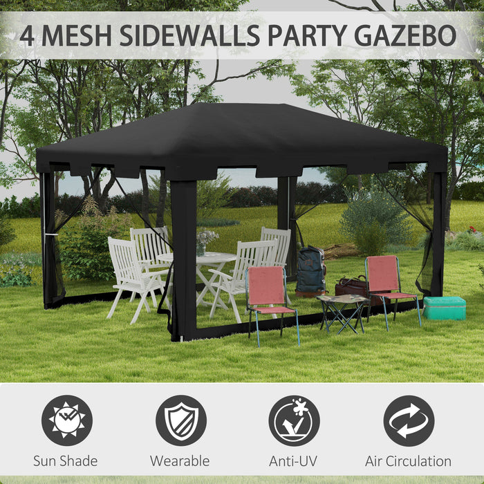 Outdoor Party Tent 4x3m - Waterproof Wedding Gazebo with PE Canopy Shade and Panels - Ideal for Gatherings and Celebrations