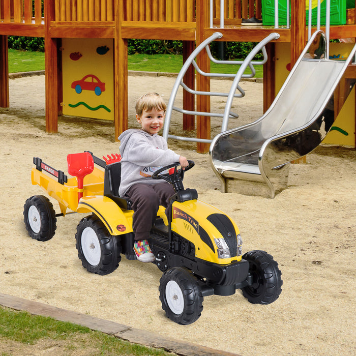 Pedal-Powered Children's Go-Kart Tractor - Durable Ride-On Toy with Attachable Rake - Ideal for Outdoor Play and Developing Coordination Skills