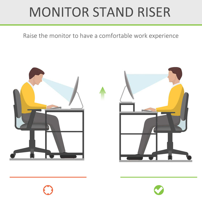 Bamboo Monitor Riser with Drawer - Laptop & TV Stand for Desktop Organization - Ideal for Home Office Space Saving & Storage