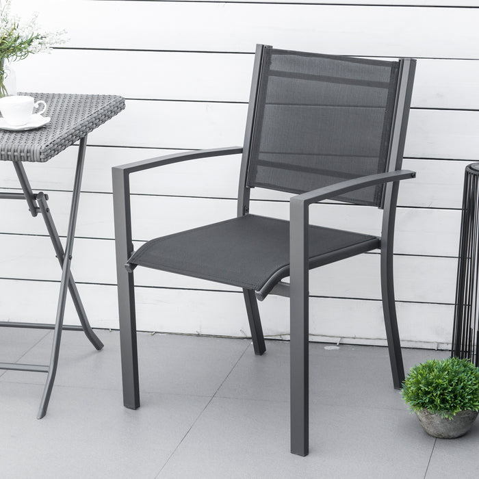 Outdoor Chair Duo - Steel Frame with Texteline Seats for Garden, Patio, and Balcony - Ideal for Camping and Fishing, Dark Grey/Black