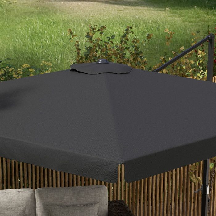 Cantilever Roma Parasol - Aluminium Square Patio Umbrella with Crank Handle, Hanging Garden Design, and Tilt Feature - Ideal Sun Shade for Outdoor Relaxation