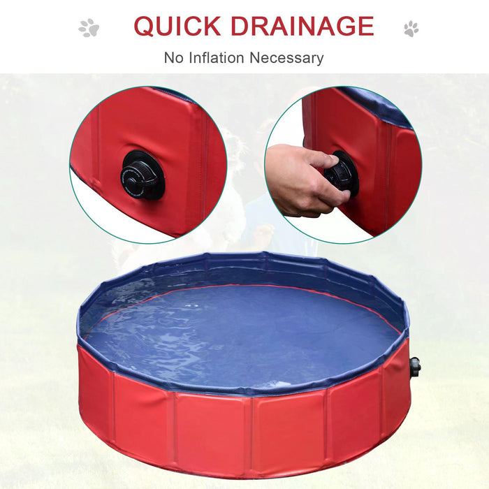 Foldable Dog Pool, 80cm Wide - Durable Pet Paddling Pool in Red - Perfect for Dogs to Cool Off in Summer Heat