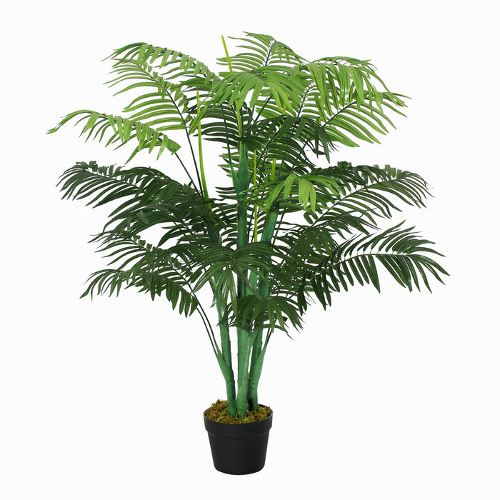 Artificial Palm Plant - 4-Foot Decorative Tree with 18 Lush Leaves in Nursery Pot - Faux Indoor/Outdoor Home and Office Greenery