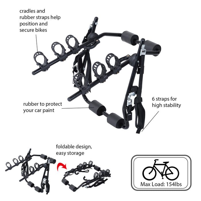 Bike Rack Carrier for 3 Bicycles - Durable Black Mount for Vehicle Transport - Ideal for Road Trip Enthusiasts and Outdoor Cyclists