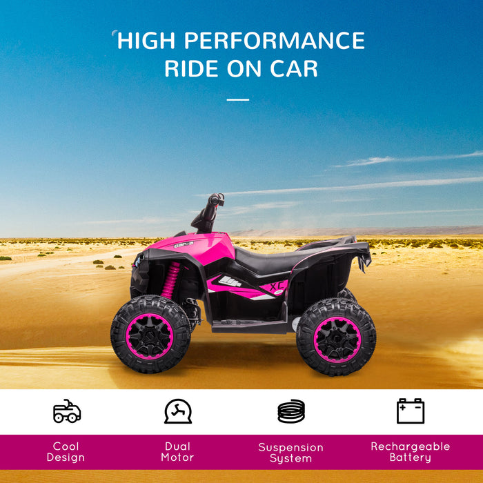 12V Quad Bike ATV Ride-On - Forward/Reverse, High/Low Speed, Slow Start, Suspension, Horn & Music - Ideal Toy for Kids' Outdoor Adventures