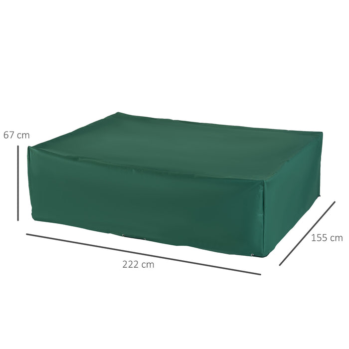 UV Rain Protective Cover for Rattan Furniture - Outdoor Garden Rectangular Table, Chair, and Sofa Shelter - Waterproof and Durable 222x155x67cm, Green