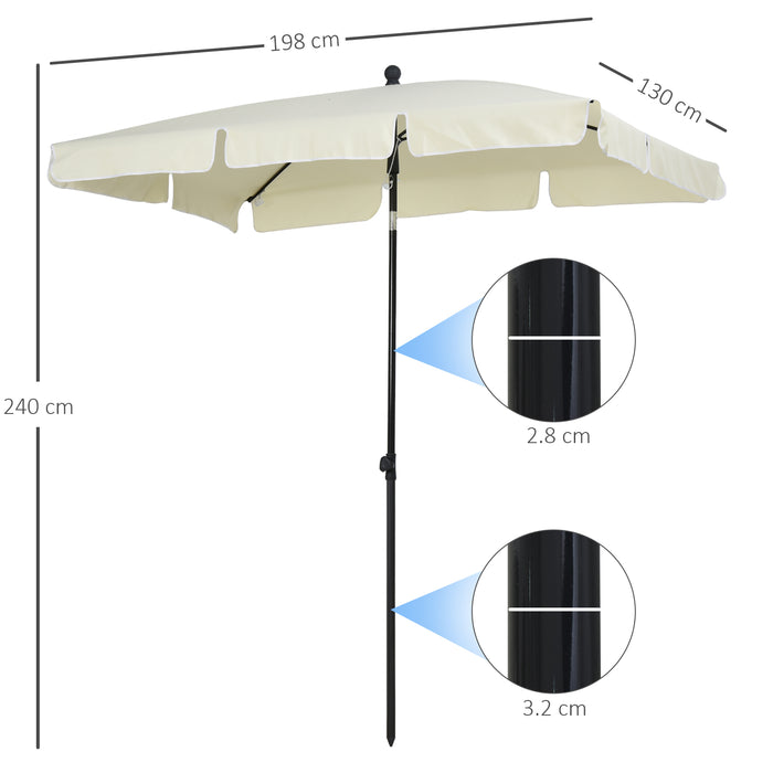 Aluminium Tilt Sun Umbrella - 2M x 1.25M Outdoor Parasol in Cream White for Patio and Garden - UV Protection and Adjustable Shade