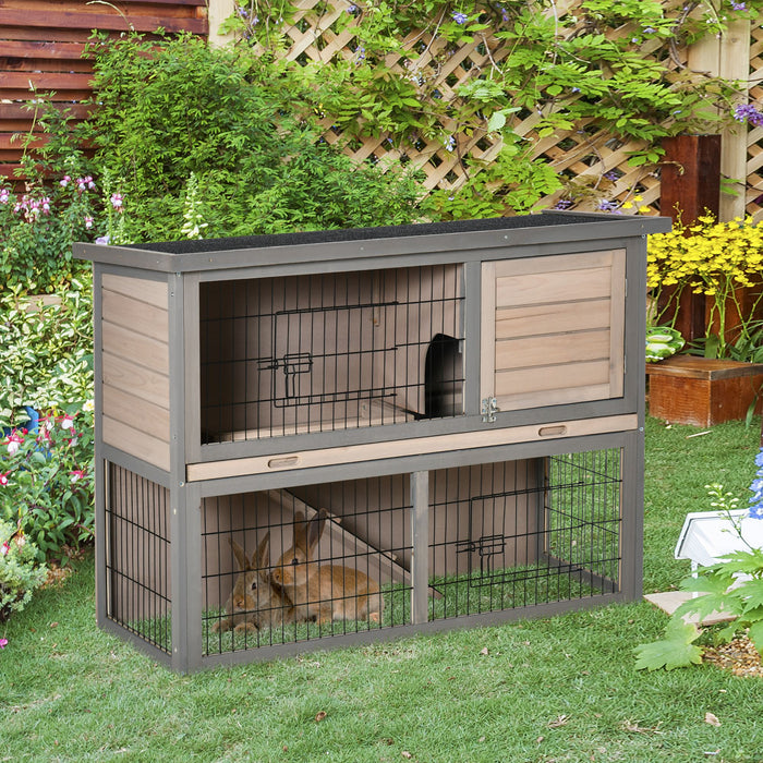 Bunny Haven Hutch - Small Animal Cage with Easy-Clean Sliding Tray, Outdoor Run, and Accessible Top, Includes Ramp - Ideal for Indoor/Outdoor Rabbit Care, Grey, 108x45x78cm