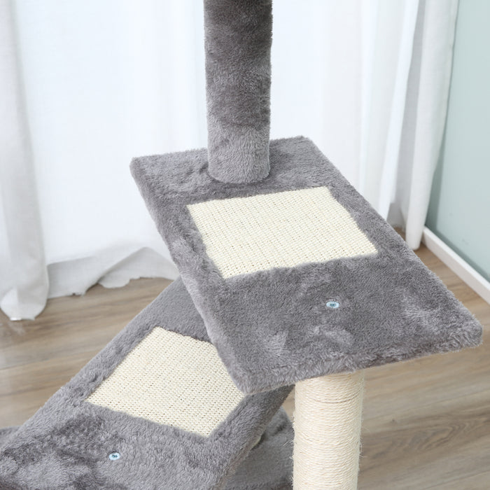 Cat Tower with Sisal Scratching Posts - Kitten-Friendly Climbing & Scratching Activity Centre in Grey - Ideal for Play and Exercise for Cats