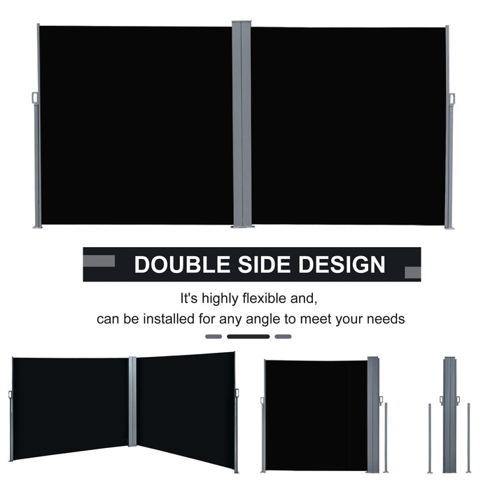 Retractable Sun Side Awning Screen - 6x2m Patio Garden Wall Balcony Privacy Divider in Black - Ideal for Outdoor Spaces and Enhanced Seclusion