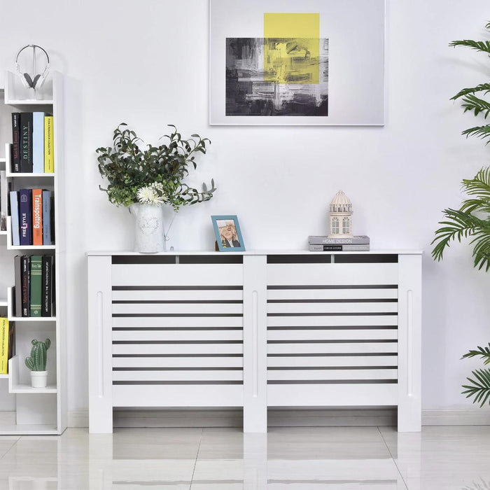 MDF Radiator Cover - 152 x 19 x 81 cm Elegant White Finish - Home Heating Enhancement & Safety Solution