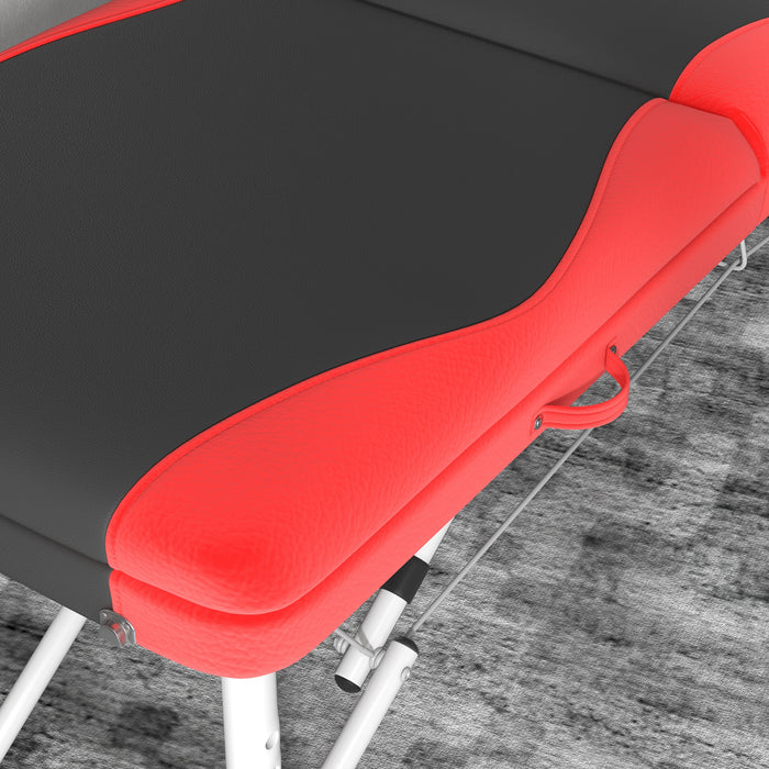 Foldable Massage Table with Facial Couch - Professional Salon and SPA Bed in Black and Red - Portable Solution for Massage Therapists and Estheticians