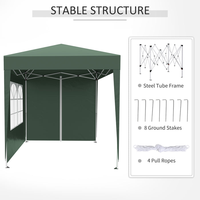 Green Pop-Up Gazebo - 2x2m Canopy for Outdoor Use - Ideal for Garden Parties & Events