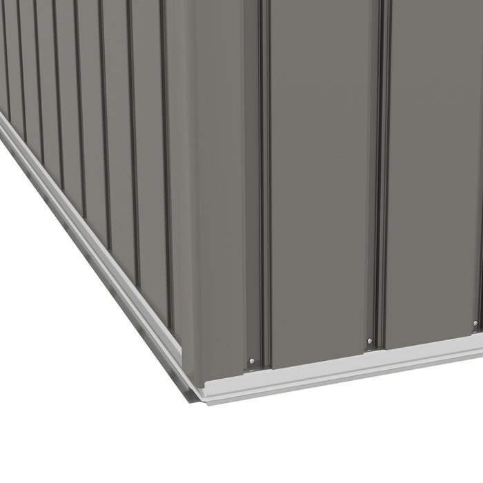 Metal Garden Storage Shed 8x6ft - Outdoor Tool House with Ventilation & Sliding Doors, Light Grey Finish - Ideal for Secure Yard Equipment Organization