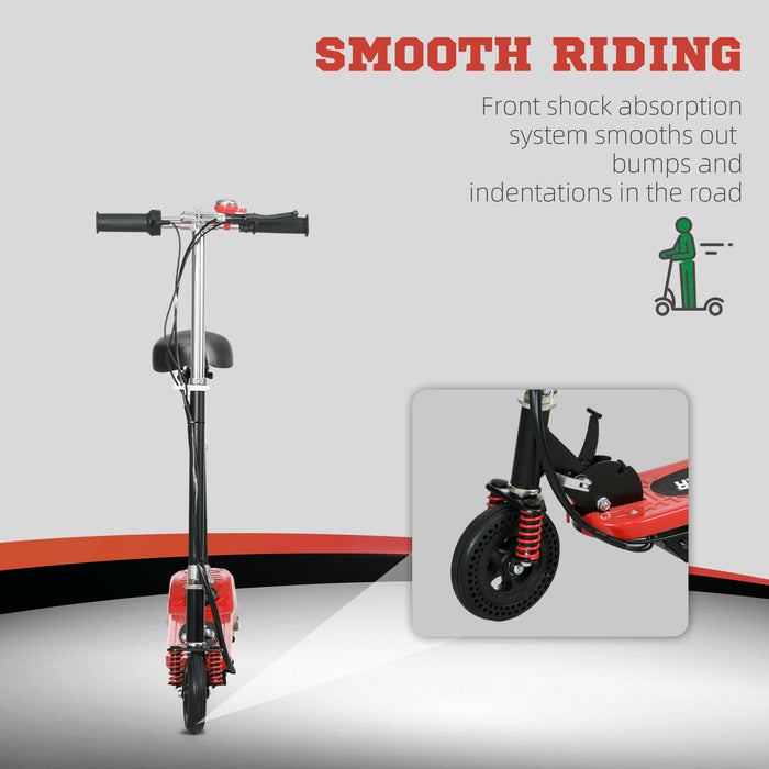 Folding Electric Scooter with Steel Frame & Warning Bell - Kid-Friendly E-Scooter, 15 km/h Top Speed, Red - Ideal for Ages 4 to 14