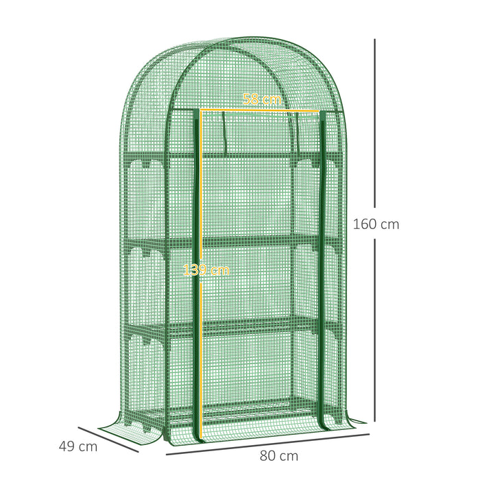 Mini Greenhouse - 80x49x160cm Portable Garden Enclosure with Storage Shelves, Roll-Up Zippered Entry, Metal Frame & PE Protection - Ideal for Outdoor Plant Keeping and Growth