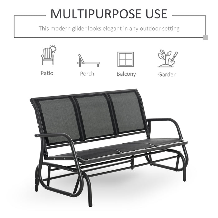 3-Person Outdoor Glider Bench - Rocking Garden Patio Loveseat with Sturdy Metal Frame - Comfortable Seating for Patio, Garden, Porch