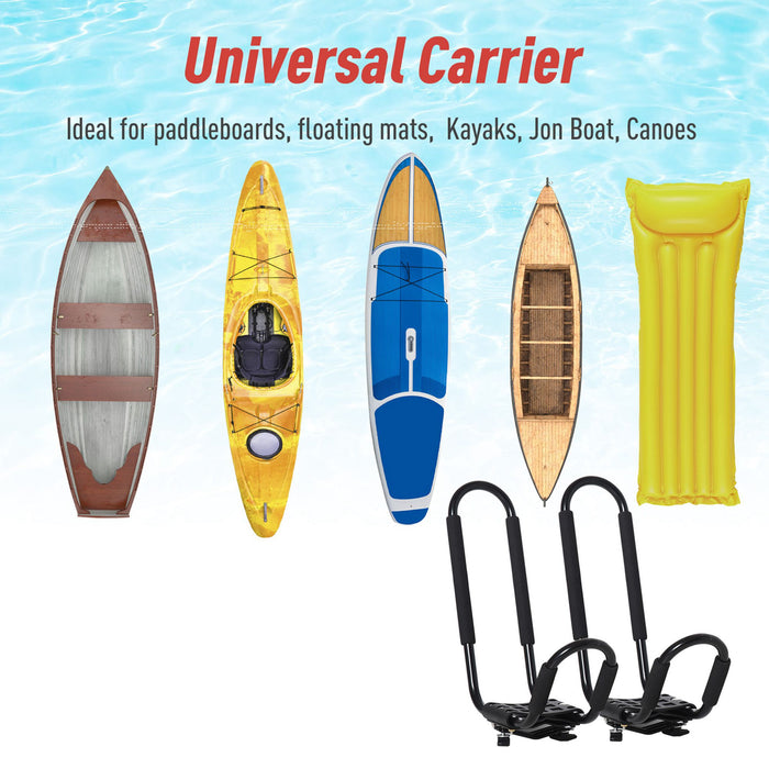 Universal Kayak Roof Rack - 2-Piece Cross Bar Carrier with Straps for Boats - Secure Transport Solution for Watercrafts