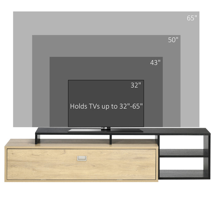 Modern Entertainment Center - Fits 32"-65" TVs, Storage Shelves & Cupboard - Ideal for Living Room Media Organization