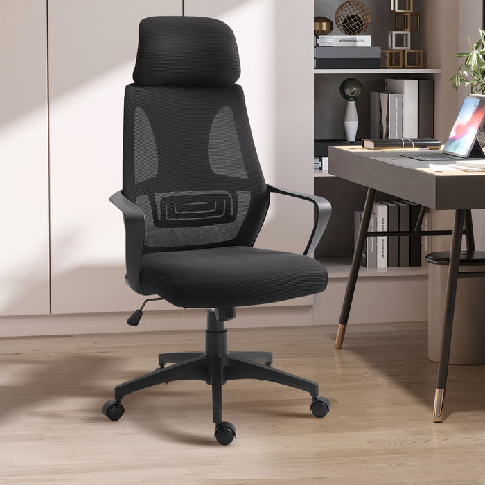 Ergonomic Mesh Office Chair with Wheels - High Back and Adjustable Height for Comfort - Ideal for Home Office Use