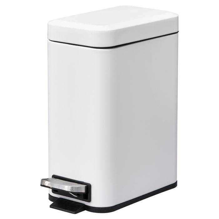 5L Rectangular Pedal Bin - Stainless Steel Body with Quiet-Close Lid and Removable Inner Bucket - Ideal for Tidy Trash Management in Home or Office