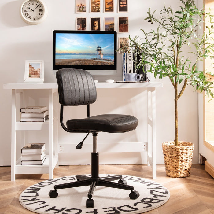 Adjustable Ergonomic Leisure Chair - PU Leather Black Design - Perfect for Comfort and Relaxation