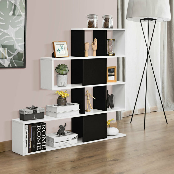 5-Tier Bookshelf - White Display and Storage for Home and Office - Ideal for Organizing Books, Decorative Items and Documents