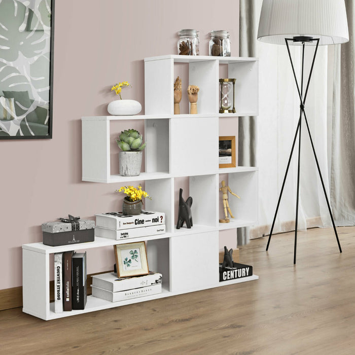 5-Tier Bookshelf - White Display and Storage for Home and Office - Ideal for Organizing Books, Decorative Items and Documents