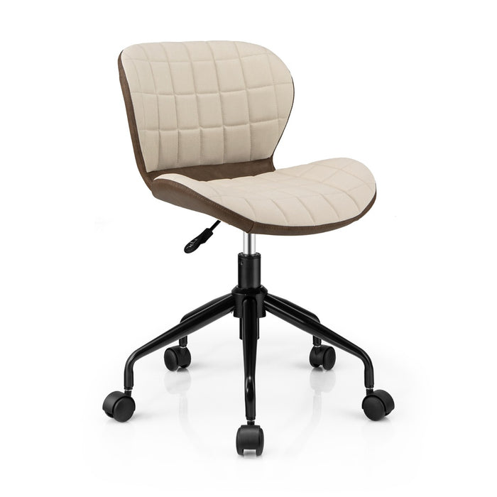 Linen and PU Leather Swivel Chair - Adjustable Height Office Chair in Brown - Perfect for Providing Comfort During Long Working Hours