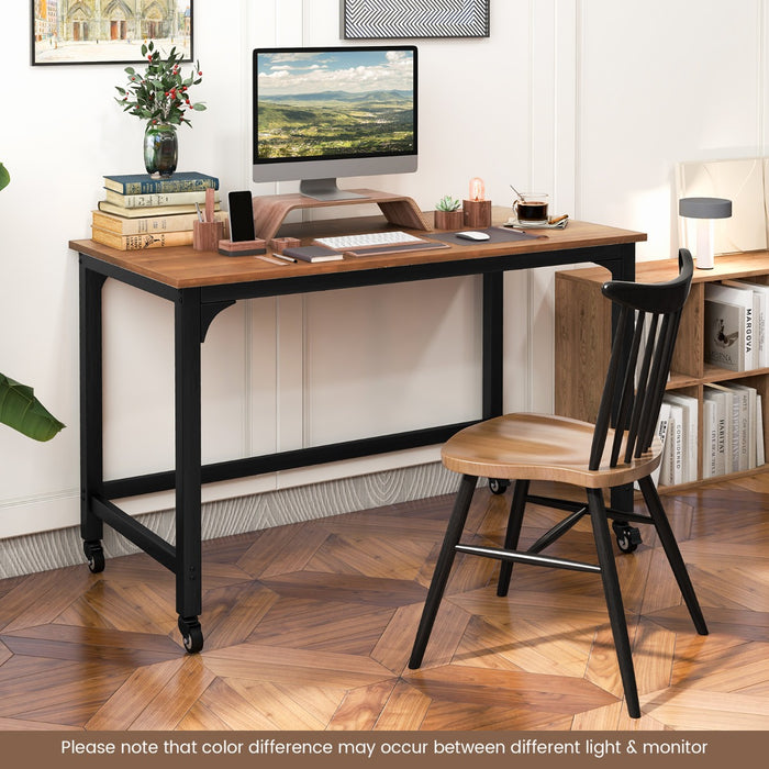 Rolling Computer Desk - 120cm Black Desk on Wheels - Ideal for Home Office and Small Spaces