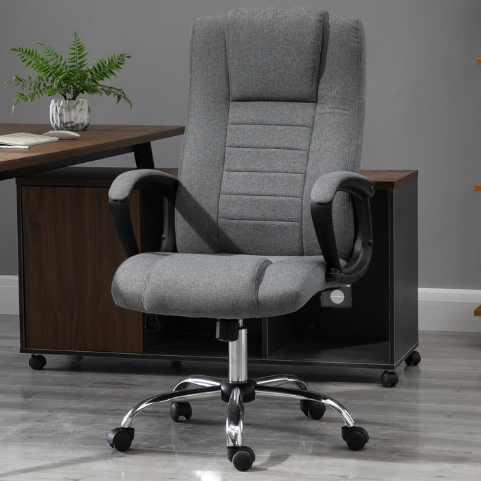 Ergonomic High-Back Swivel Chair - Adjustable Height, Tilt Function, Linen Upholstery in Deep Grey - Ideal for Office Comfort and Style