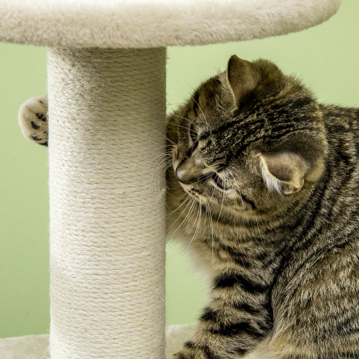 Cat Tower Activity Center - Sturdy Jute Scratching Post, Cozy Condo & Playful Hanging Ball Toy - Ideal for Indoor Cats and Kittens Entertainment