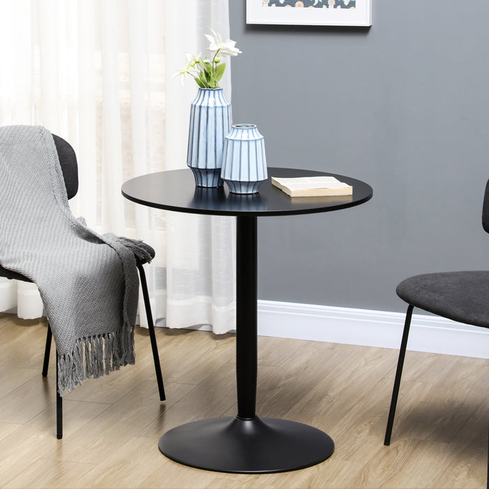 Modern Round Dining Table with Steel Base - Non-Slip Foot Pad, Space-Saving Design for Small Spaces - Ideal for Cozy Dining Rooms and Apartments