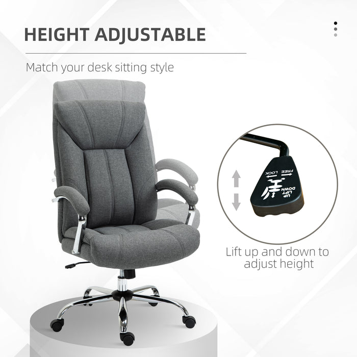 Ergonomic Linen Swivel Desk Chair - Height Adjustable Home Office Chair with Armrests and Smooth-Rolling Casters - Comfortable Task Seating Solution for Remote Workers & Students