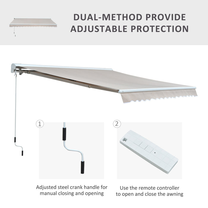 Retractable Awning - 3.5L x 2.5M Cream White Sunshade - Ideal for Patio and Outdoor Space Protection