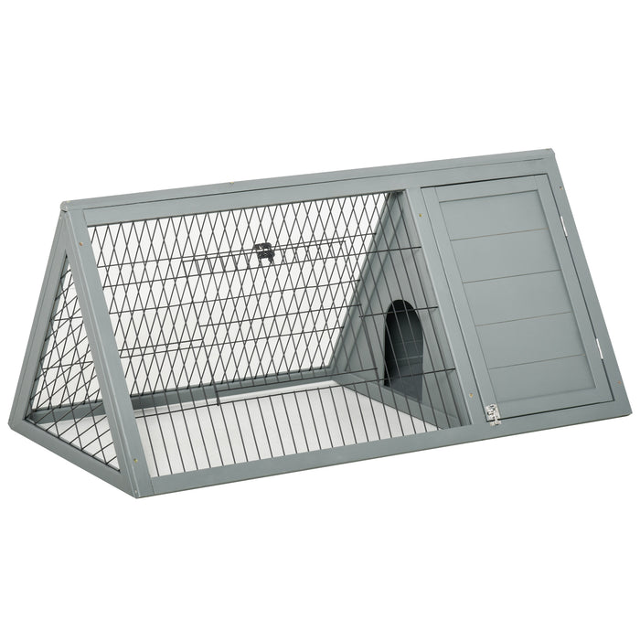 Outdoor Wooden Rabbit Hutch - Small Animal Cage with Outside Run Area - Ideal for Pet Rabbits and Small Pets Shelter in Grey