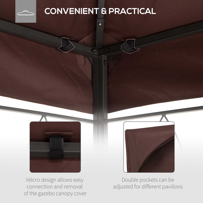 3x4m Gazebo Replacement Canopy - UV-Protective 2-Tier Top Roof Cover for Outdoor Patio - Ideal for Garden Sun Shelter and Awning, Brown (Top Only)