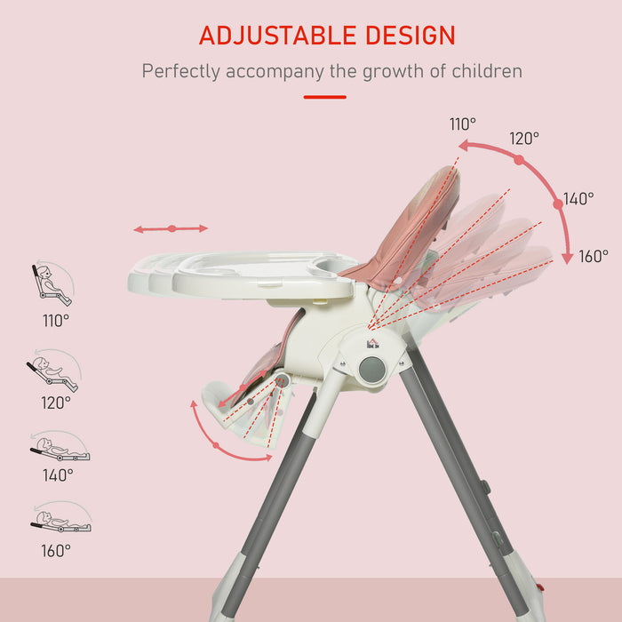 Convertible High Chair for Babies and Toddlers - Foldable, Height-Adjustable, and Wheeled with 5-Point Harness - Perfect for Feeding and Seating Young Children