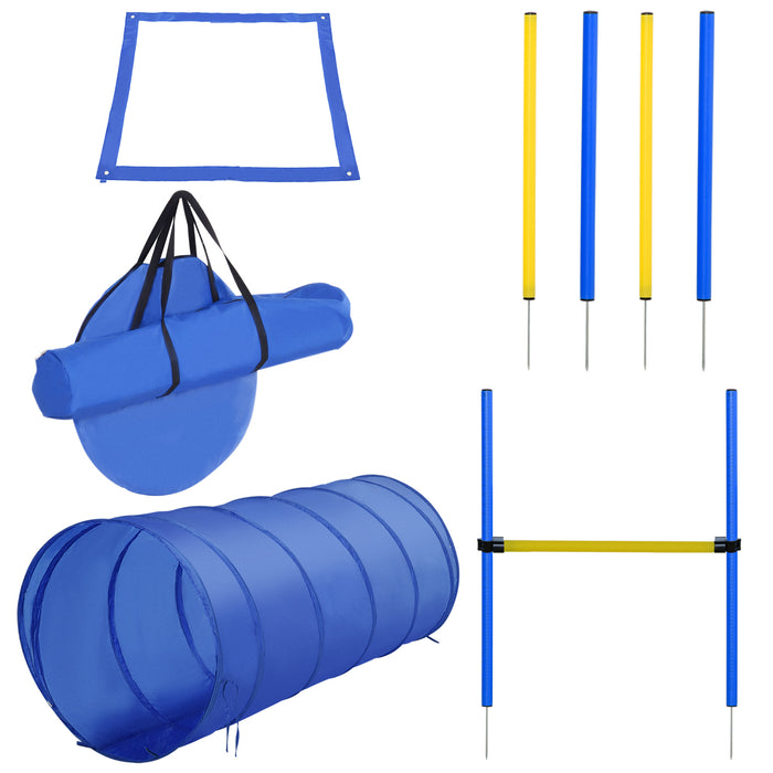 Adjustable Pet Hurdle Set - Dog Agility Training Equipment in Blue/Yellow - Ideal for Canine Fitness and Obedience