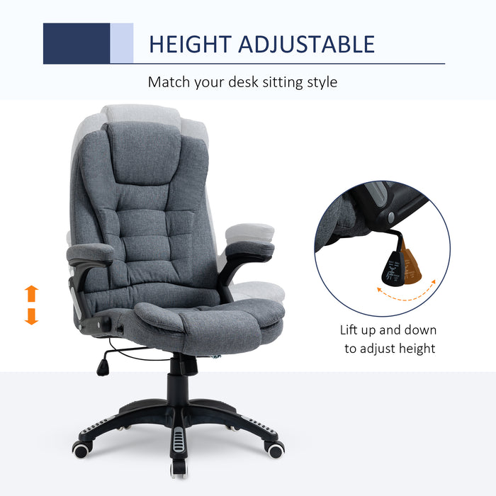 Ergonomic Swivel Chair with Armrests - Comfortable Adjustable & Reclining Office Desk Chair, Dark Grey - Ideal for Home Office and Long Working Hours