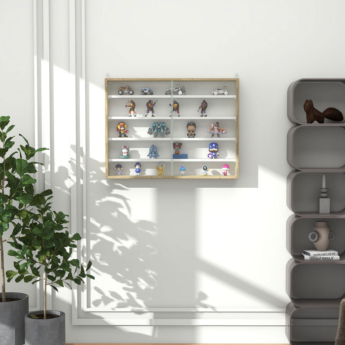 5-Tier Wall Display Shelf Unit - Adjustable Shelves with Glass Doors, Home Office Decor Storage, 60x80cm - Ideal for Organizing Ornaments and Books