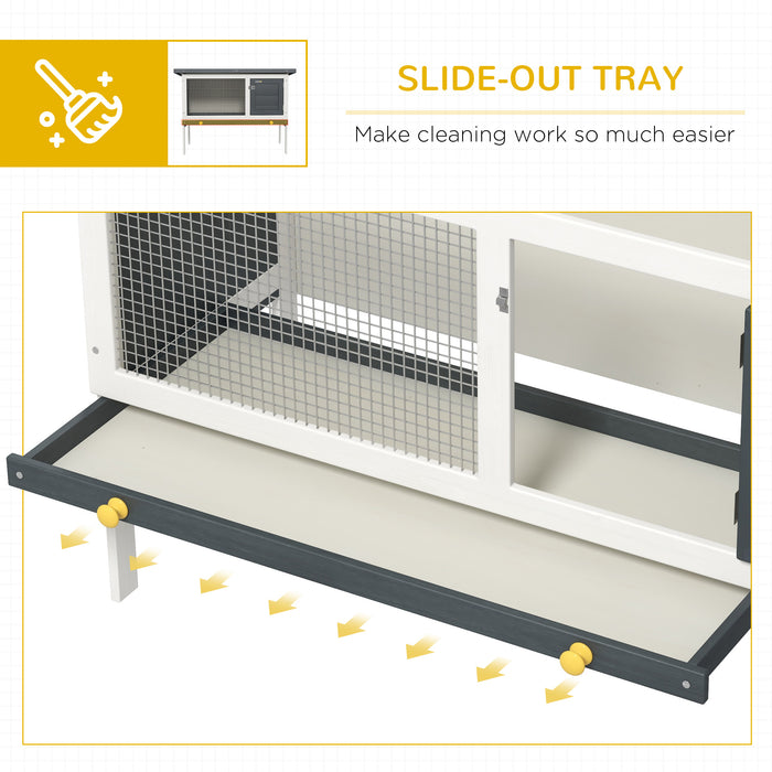 Wooden Small Animal Home - Rabbit Hutch with Pull Out Dropping Tray and Lockable Door - Sturdy Pet Shelter with Weatherproof Asphalt Roof, Ideal for Bunnies and Small Pets