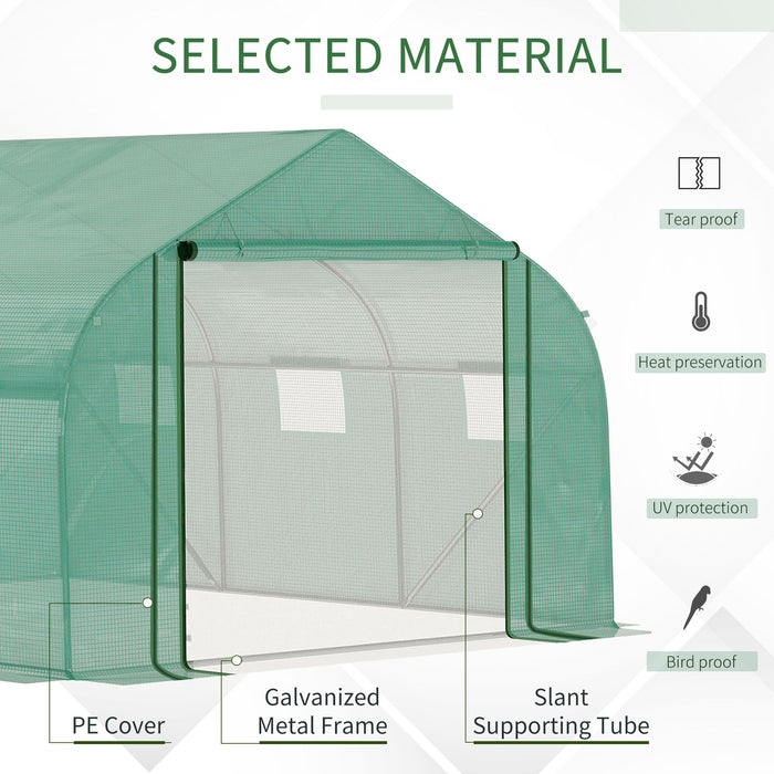 Walk-in Polytunnel Greenhouse with PE Cover - Durable Outdoor Structure with Roll-Up Door & 6 Ventilated Windows, 3.5x3x2m - Ideal for Season-Extended Gardening & Plant Protection