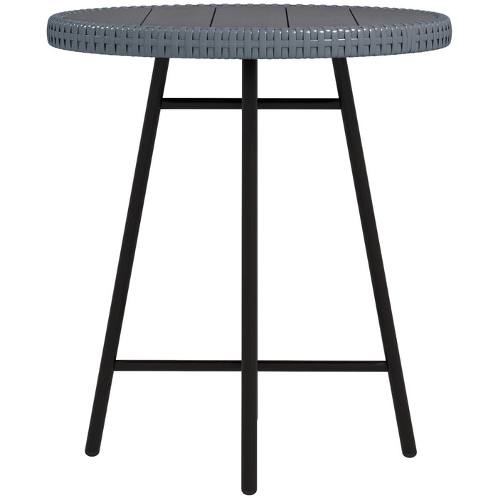 PE Rattan Outdoor Side Table - Durable Grey Weather-Resistant Accent Furniture - Ideal for Patio & Garden Spaces