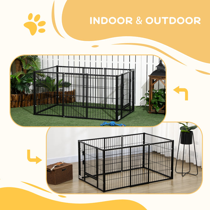 Heavy Duty Pet Playpen 6-Panel - Adjustable 82.5-150 cm Length Dog Exercise Pen, 61 cm Height - Ideal for Small Breed Dogs, Indoor & Outdoor Use