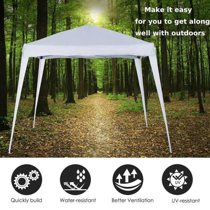 3x3m Slant Leg Canopy Tent - Height Adjustable Pop Up Gazebo with Carry Bag - Ideal for Garden Parties & Outdoor Events, White