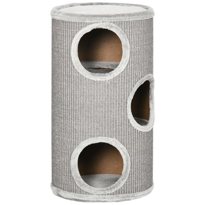 Cat Barrel Kitten Tree Tower - Indoor Cat Climbing Frame with Sisal-Covered Scratching Posts, Comfy Platform - Ideal for Play & Rest for Feline Friends