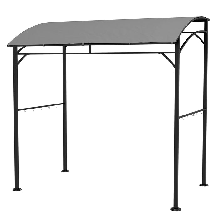 Garden Grill BBQ Gazebo Tent 2.2 x 1.5 m - Metal Frame with Curved Roof & 10 Accessory Hooks - Outdoor Grilling and Sun Shelter for Patio, Grey